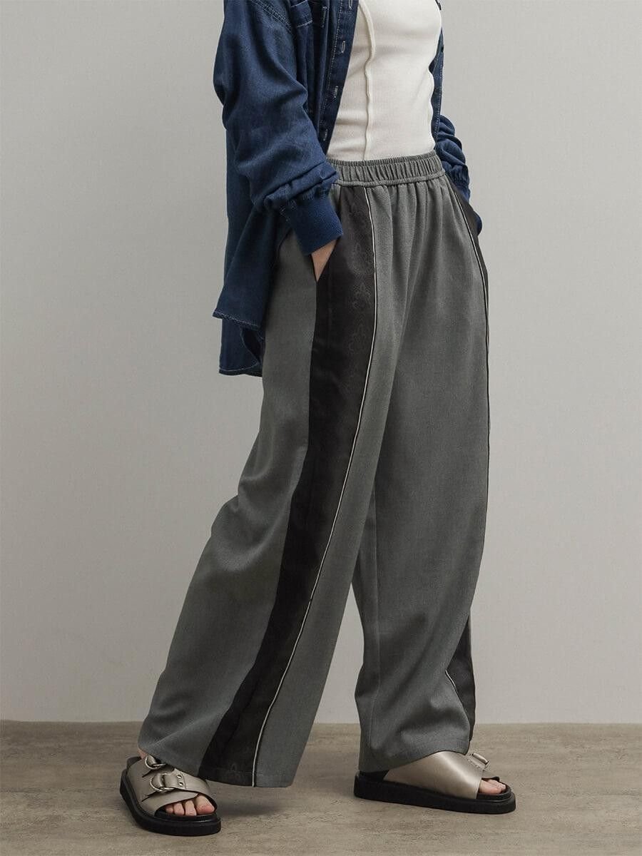 RADIATE レーステープラインワイドパンツ ラシュッド パンツ その他のパンツ グレー ベージュ