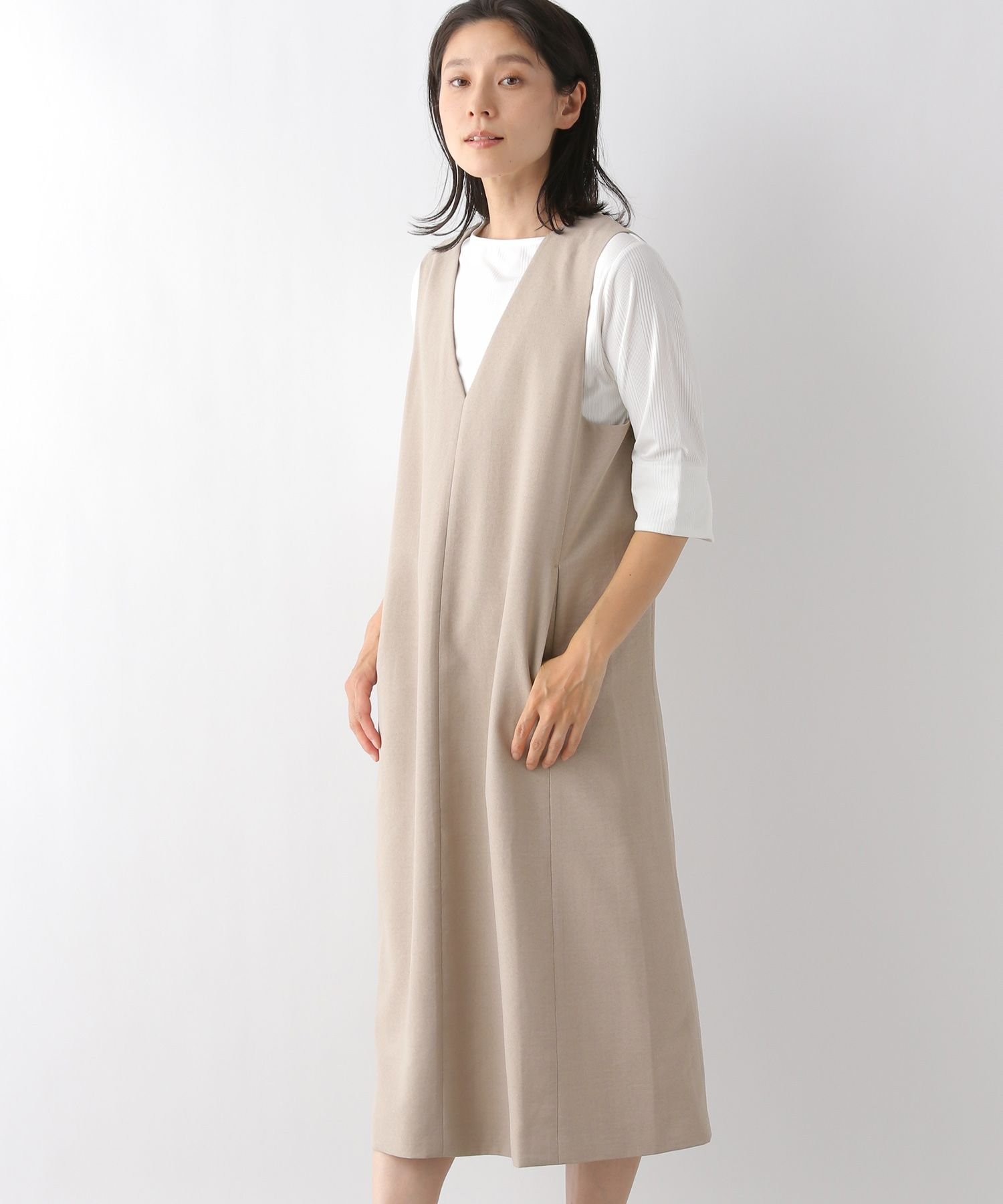 【SALE／37%OFF】LEPSIM (W)NL/ジャンスカ レプシィム ワンピース・ドレス ジャンパースカート ブラウン ベージュ ブラック【送料無料】のサムネイル