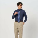 ブリックハウス シャツ メンズ BRICK HOUSE by Tokyo Shirts 【ストレッチ】 形態安定 ホリゾンタルワイドカラー 長袖ニットシャツ トーキョーシャツ スーツ・フォーマル Yシャツ・カッターシャツ ネイビー【送料無料】