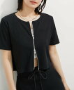 【SALE/60%OFF】VIS 【セットアップ対応】リブ半袖ZIPカーディガン【洗える】 ビス トップス カーディガン ブラック ブラウン グリーン