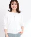 【SALE/40%OFF】Reflect 【夏SALE/WEB先行カラーあり/手洗い可】透かし柄スリーブニット リフレクト トップス ニット ホワイト ネイビー ピンク ブルー【送料無料】