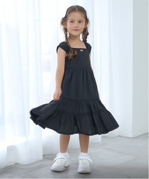 【SALE／35%OFF】Lycee mine ティアードワンピース ナルミヤオンライン ワンピース・ドレス ワンピース ホワイト ブルー