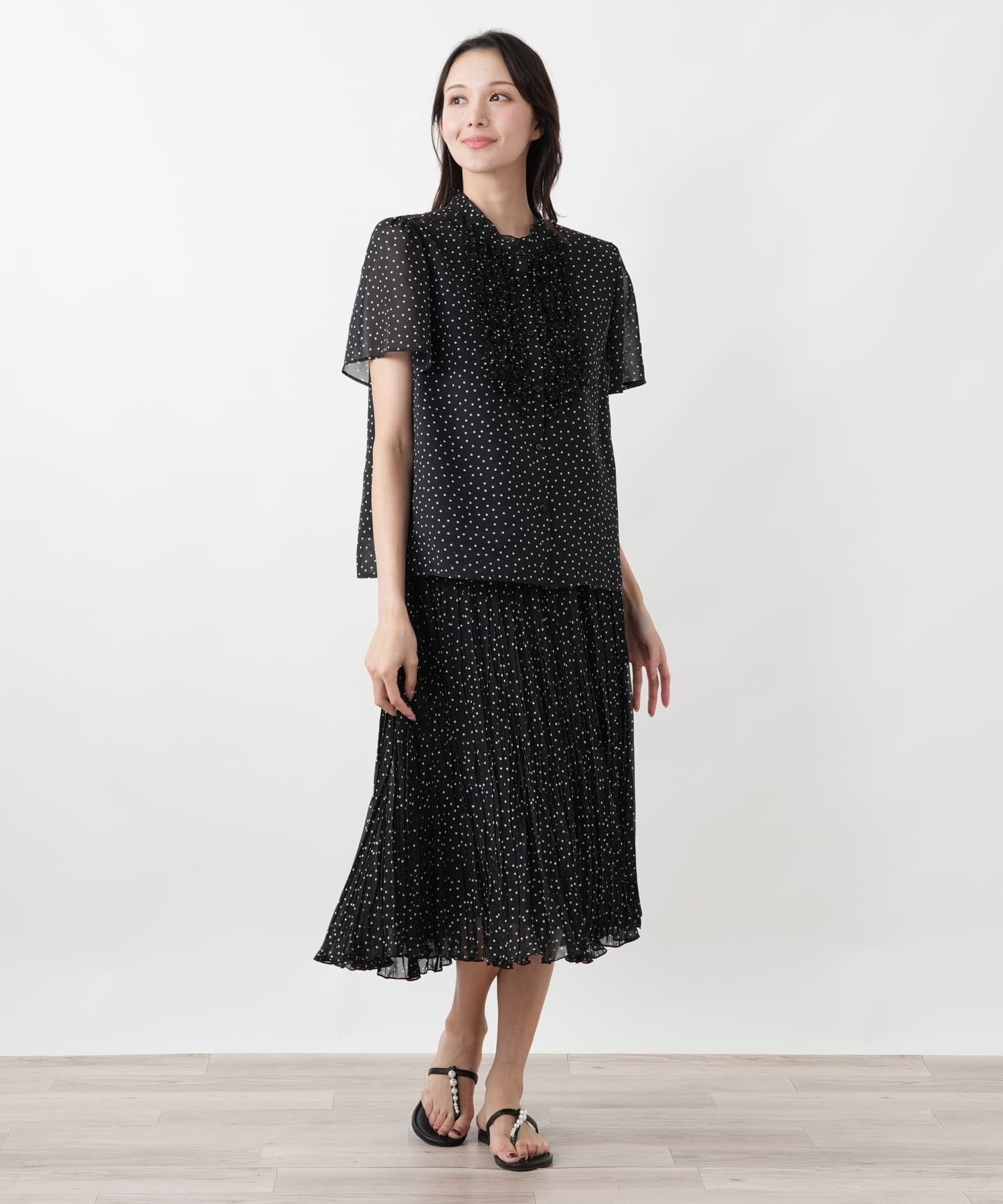 Leilian PLUS HOUSE ブラウス【Leilian WHITE LABEL】 レリアン プラスハウス トップス シャツ・ブラウス ブラック ネイビー