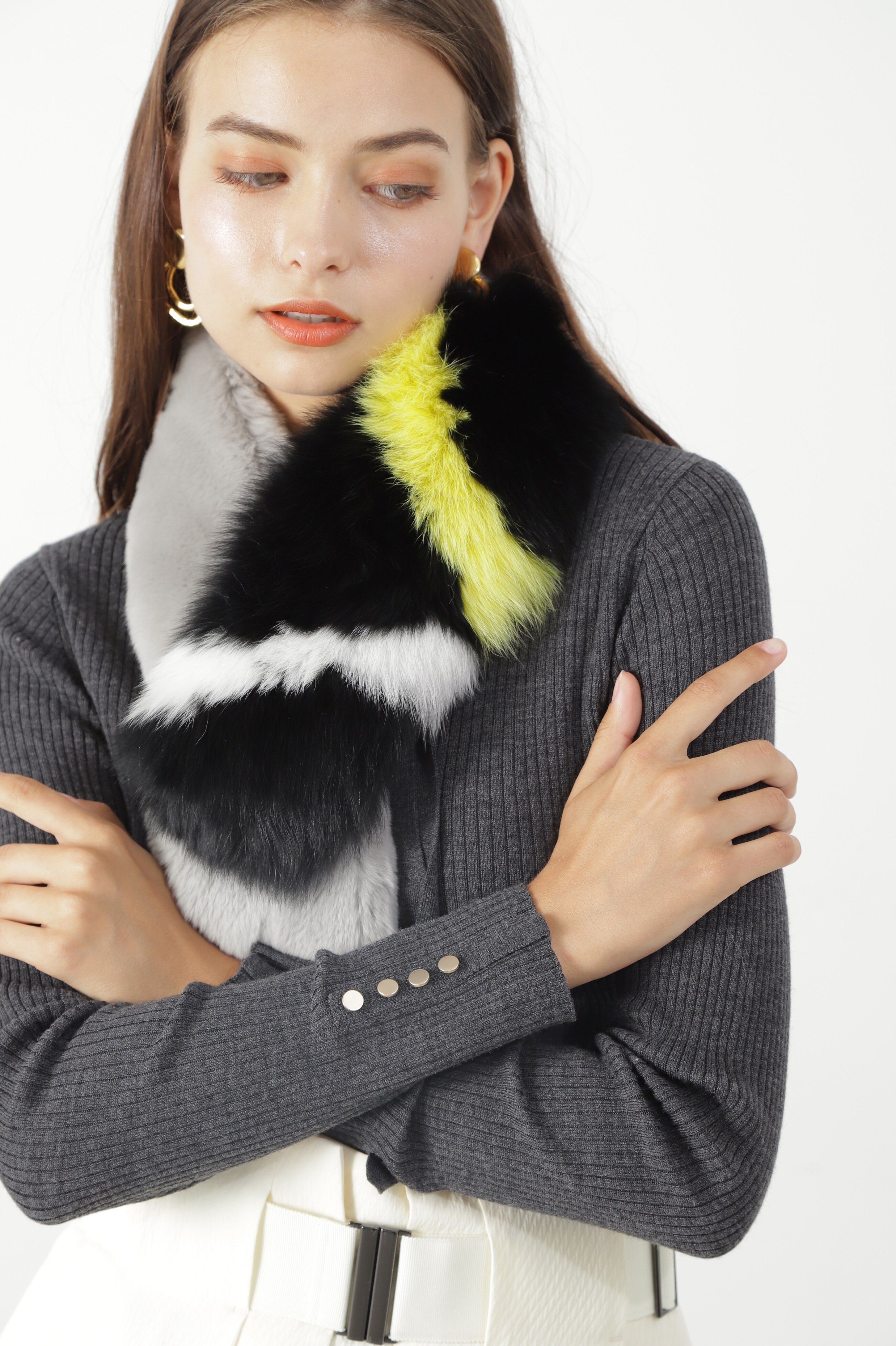 【SALE／50%OFF】PINKY&DIANNE ◆コンビファーストール ピンキー アンド ダイアン ファッション雑貨 ス..