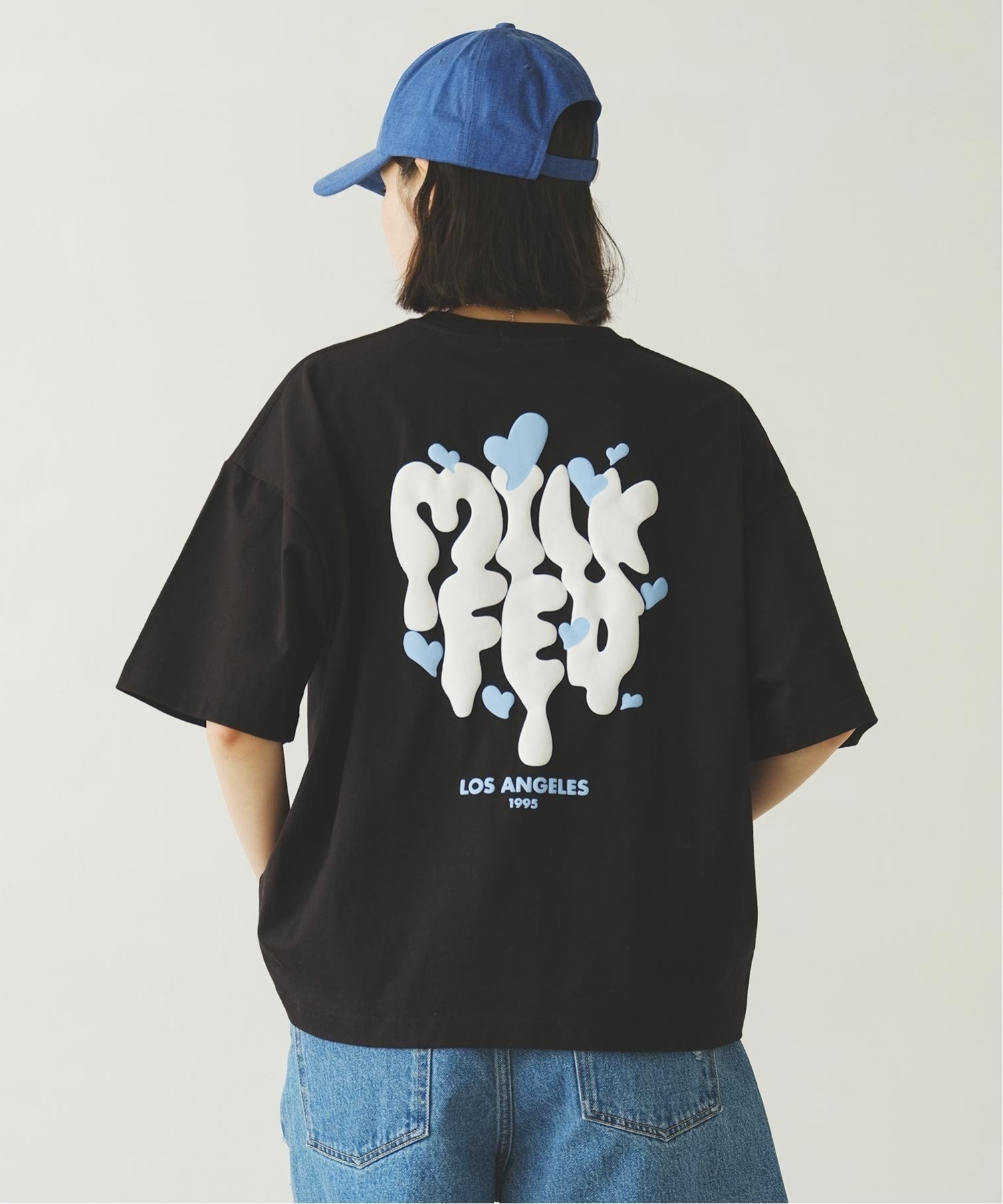 MILKFED. MELT LOGO WIDE S/S TEE MILKFED. ミルクフェド トップス カットソー Tシャツ ブラック ピンク ホワイト【送料無料】