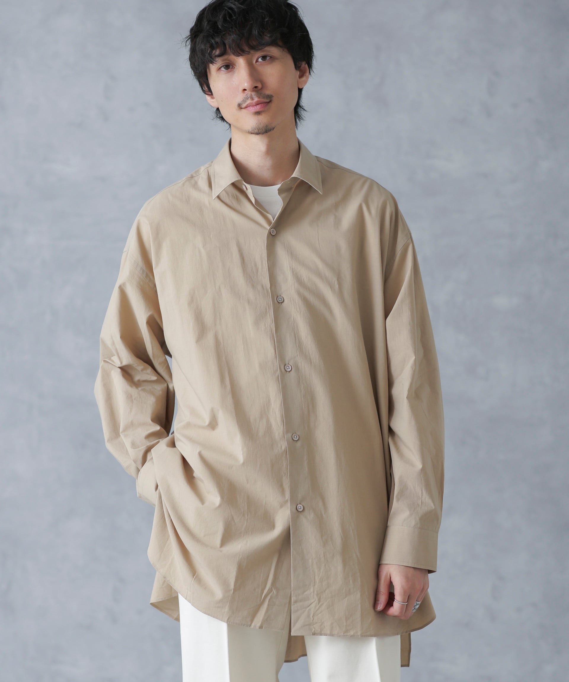 NANO universe ESLOW/OVERSIZED SHIRT ナノユニバース トップス シャツ・ブラウス ベージュ グレー ホワイト【送料無料】