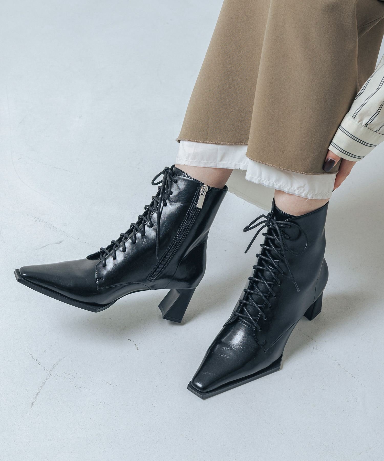 EVOL 【S-LLサイズ展開・クッション入り】6cmレースアップショートブーツ イーボル シューズ・靴 ブー..