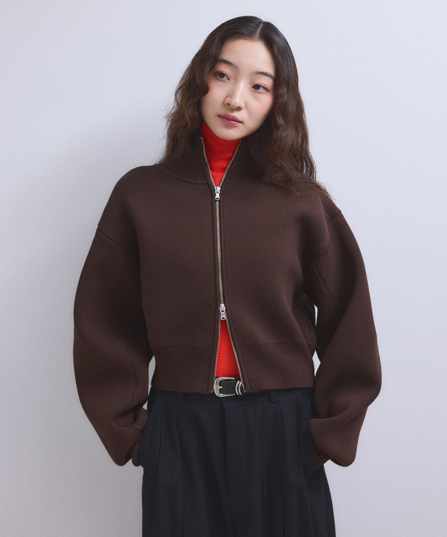 ADAM ET ROPE' FEMME 【WEB限定】ショートジャカードドライバーズニット アダムエロペ トップス カーデ..