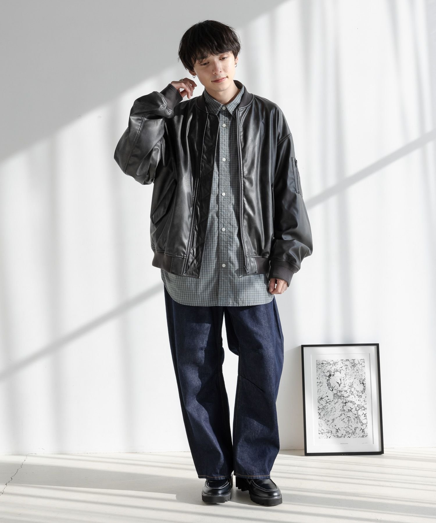 【SALE／30%OFF】RAGEBLUE シンセティックレザー/ヴィンテージライクMA-1 レイジブルー ジャケット・アウター ブルゾン・ジャンパー ブラック ブラウン【送料無料】