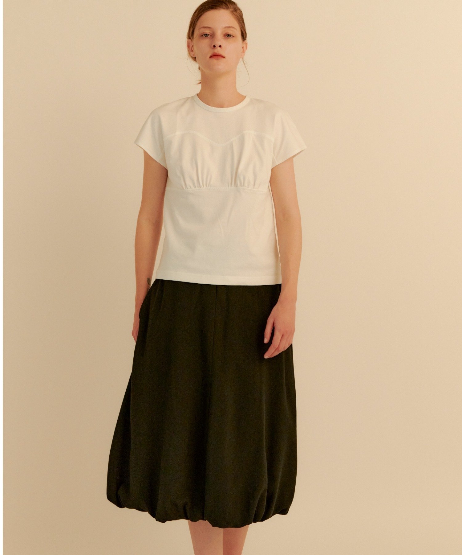 kiehtova kiehtova/PUFF BALLOON SKIRT/パフ バルーン スカート フォブ スカート ミディアムスカート ブラック