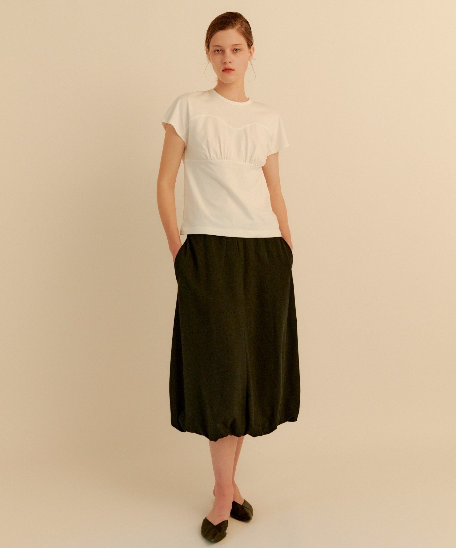 kiehtova kiehtova/PUFF BALLOON SKIRT/パフ バルーン スカート フォブ スカート ミディアムスカート ブラック