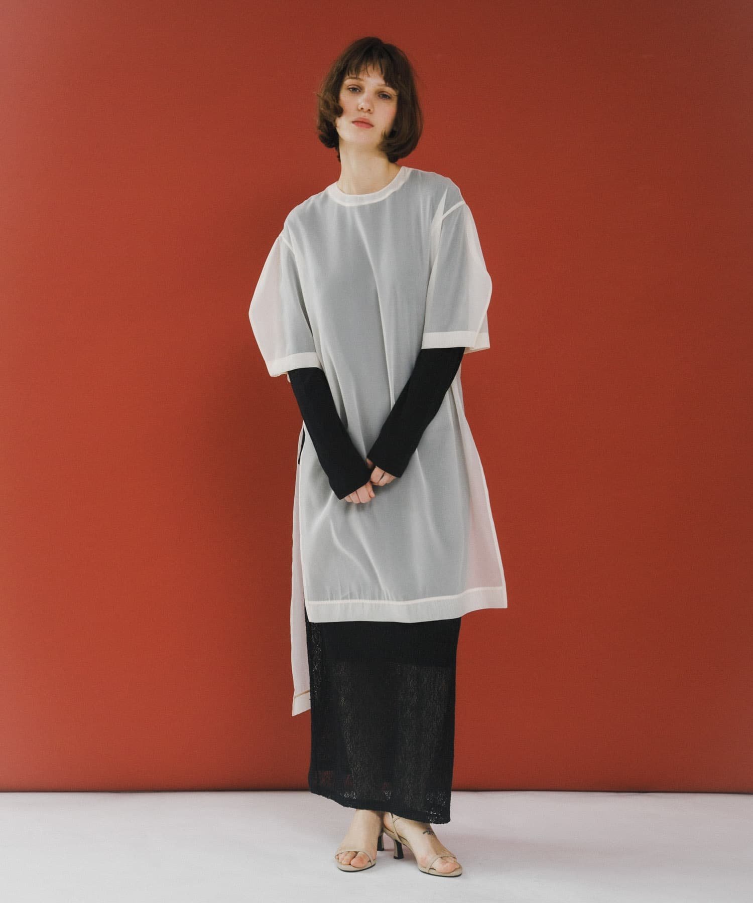LAATO organdy one piece ラート ワンピース・ドレス ワンピース ベージュ ピンク