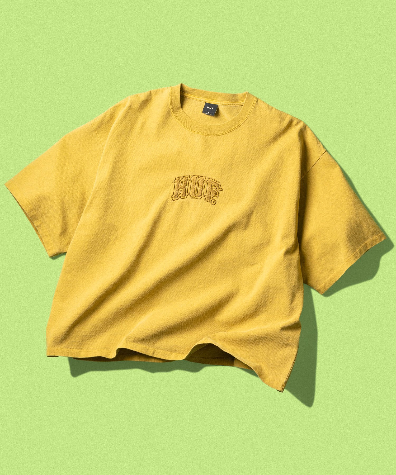 HUF CLASSIC ARCH WIDE CREW / HUF ハフ カットソー ハフ トップス カットソー・Tシャツ ブラック イエロー【送料無料】