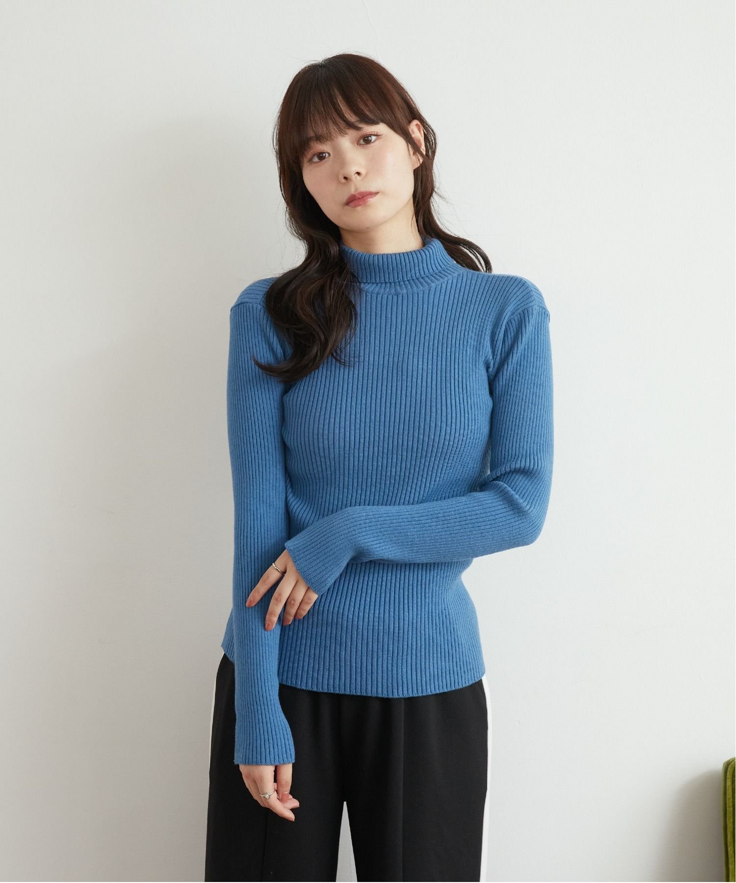 【SALE/41%OFF】RETRO GIRL リブタートルニット レトロガール トップス ニット ブルー ホワイト ブラック オレンジ グリーン ブラウン