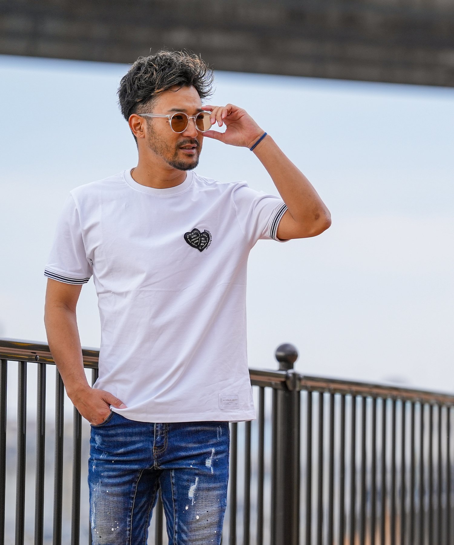 Retro Engine RTEG BK#Heart TEE アダムスジャグラー トップス カットソー・Tシャツ ブラック ホワイト