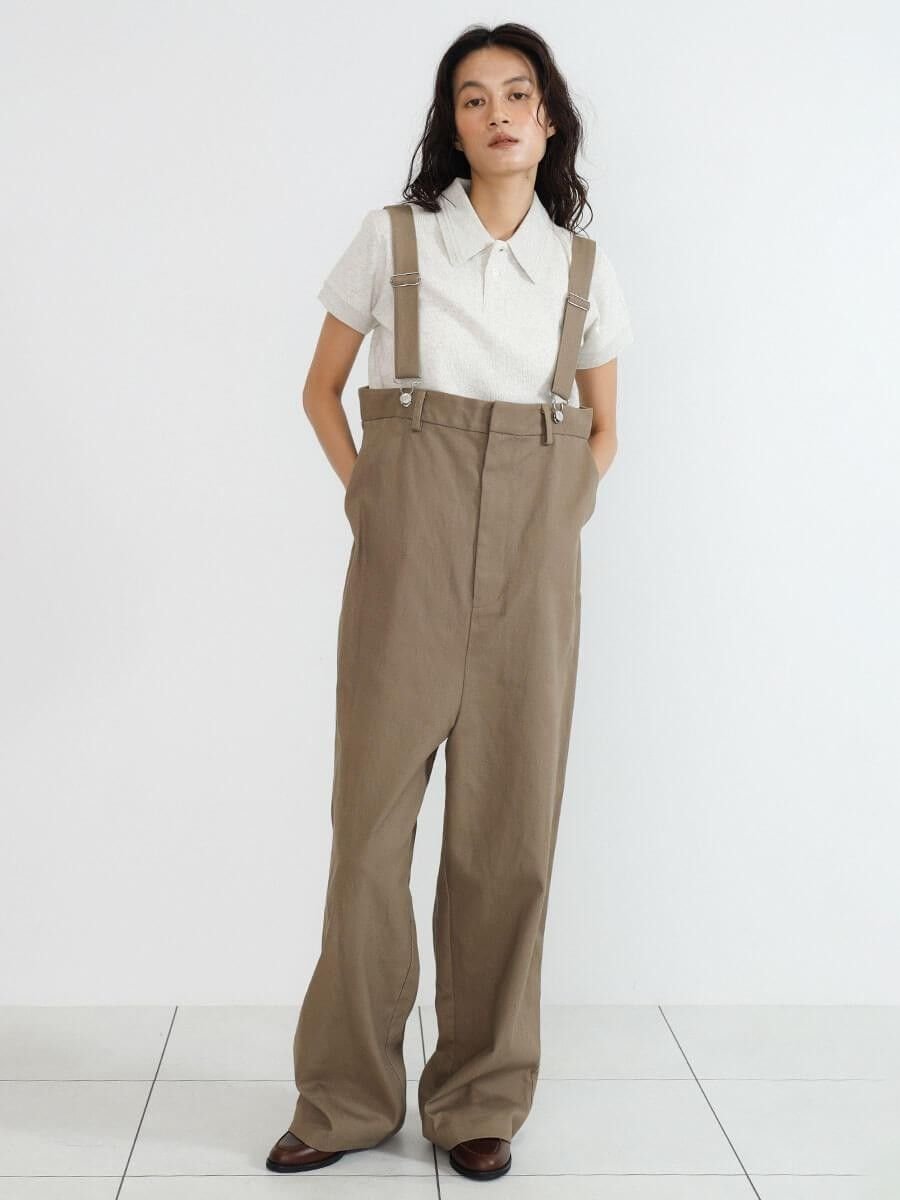 . Suspenders wide pants ラシュッド オールインワン・オーバーオール オーバーオール・サロペット グレー ブラウン