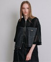 AULA AILA DENIM COMBINATION BLOUSON アウラアイラ ジャケット アウター ブルゾン ジャンパー ブラック ネイビー ホワイト【送料無料】