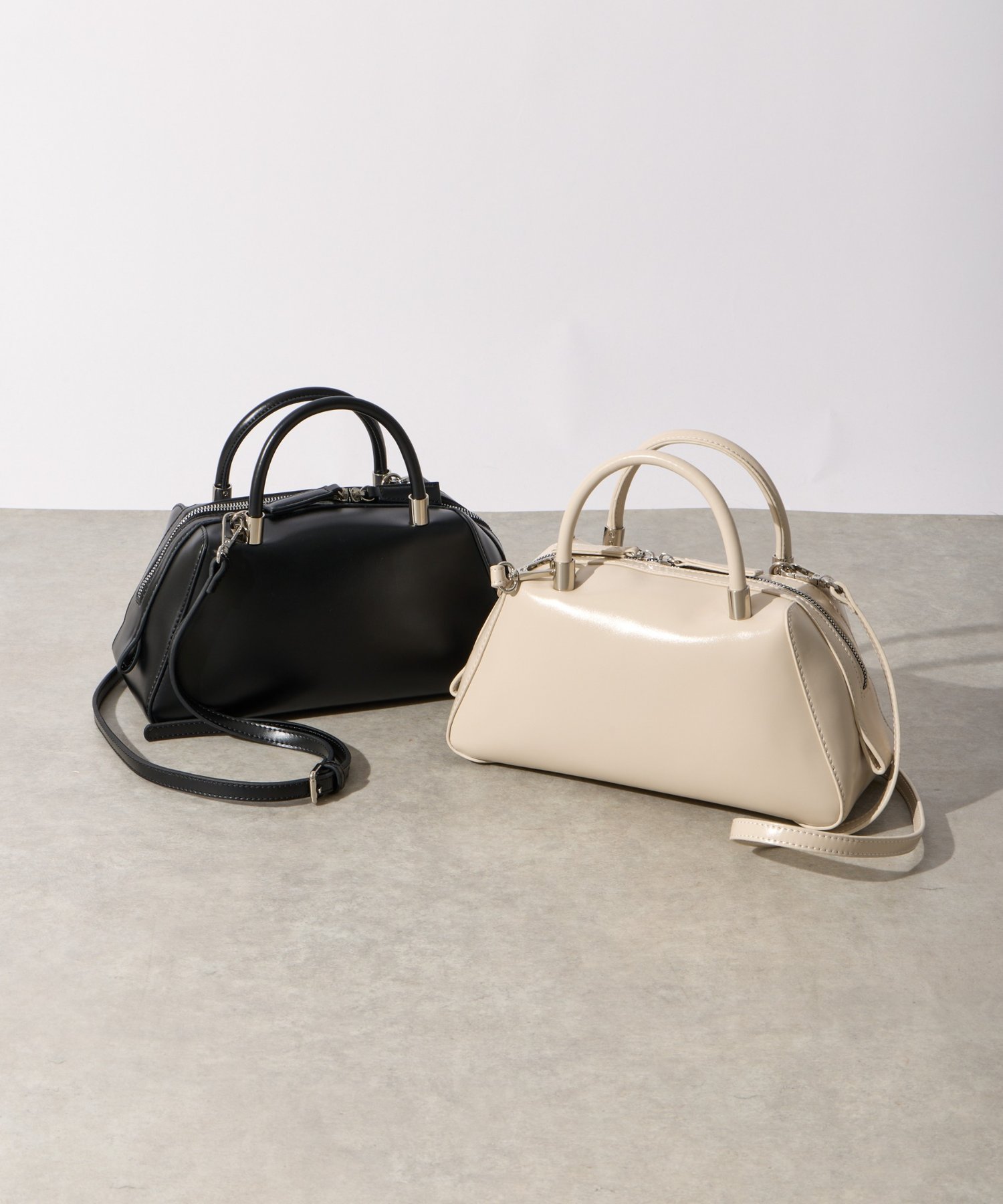 un dix cors 【cache cache(カシュカシュ)】マット素材ボストン アンディコール バッグ その他のバッグ ベージュ ホワイト ブラック【送料無料】のサムネイル