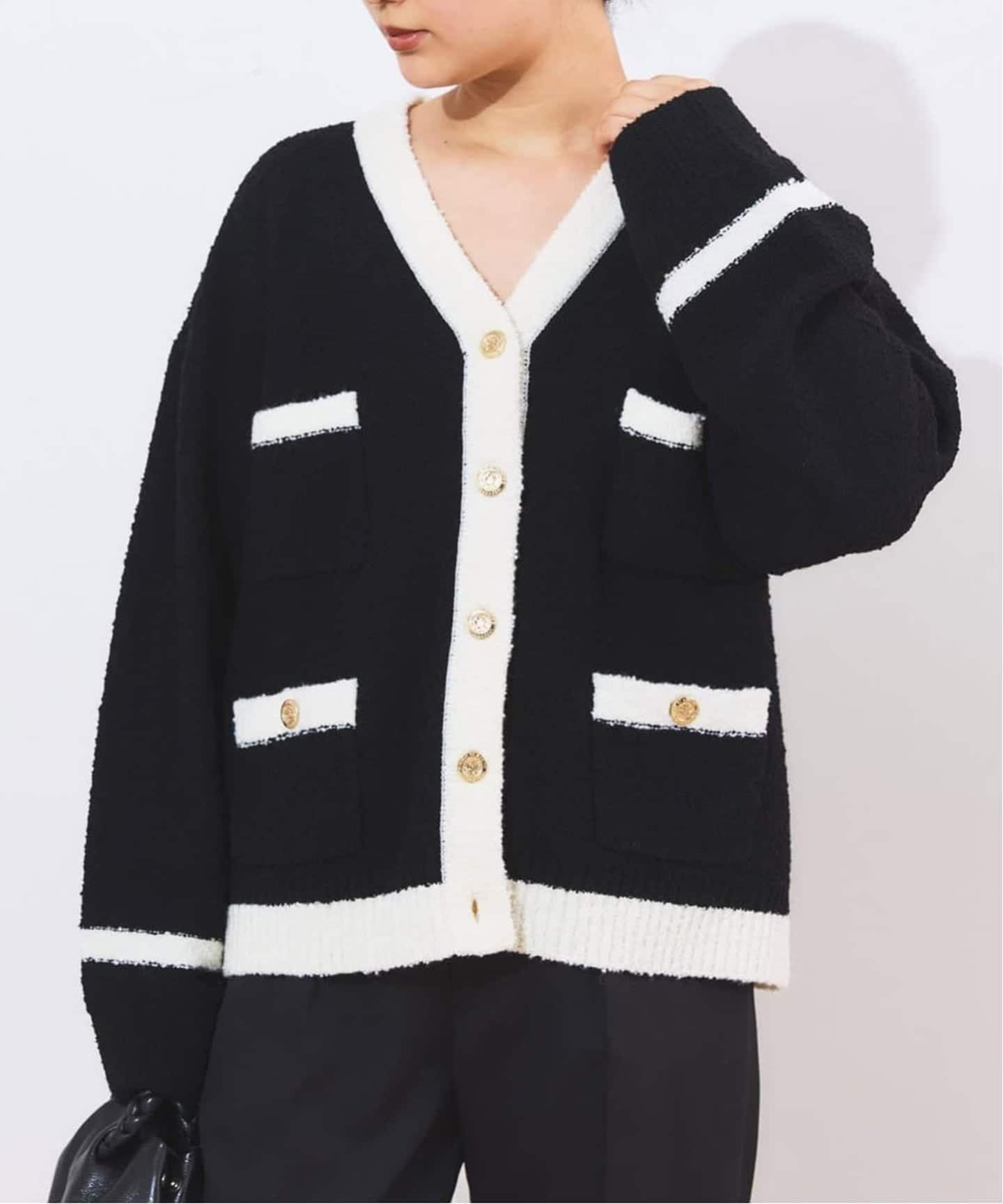 JOURNAL STANDARD L'ESSAGE 《SP》Smithバイカラーカーディガン ジャーナルスタンダード レサージュ トップス カーディガン ブラウン ブラック【送料無料】のサムネイル