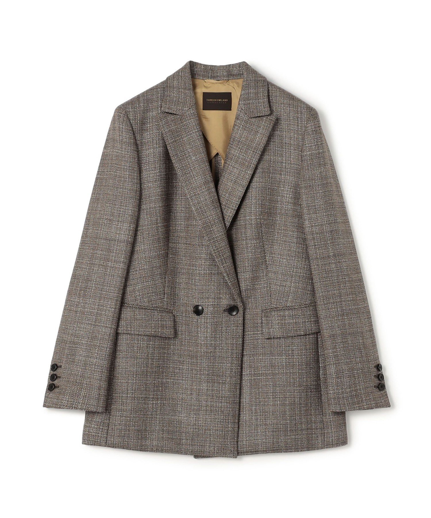 TOMORROWLAND collection SILK AIR ERICA ダブルブレストジャケット トゥモローランド ジャケット・アウター テーラードジャケット・ブレザー ブラウン ネイビー【送料無料】