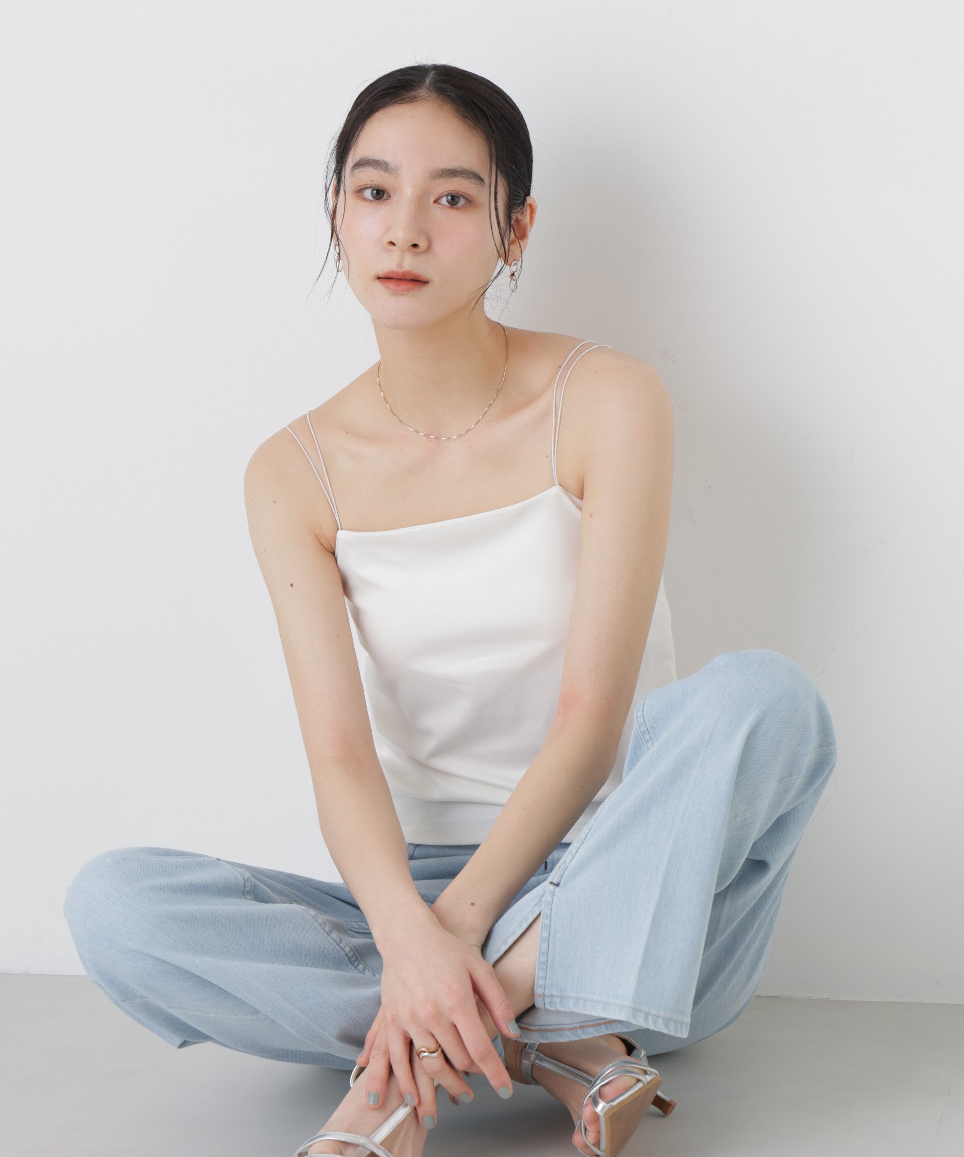 NANO universe ストレッチポンチカップ付きベアトップキャミソール ナノユニバース トップス カットソー・Tシャツ ブラック ホワイト【送料無料】 stylife-15483485 Rakuten Fashion サンプル画像3