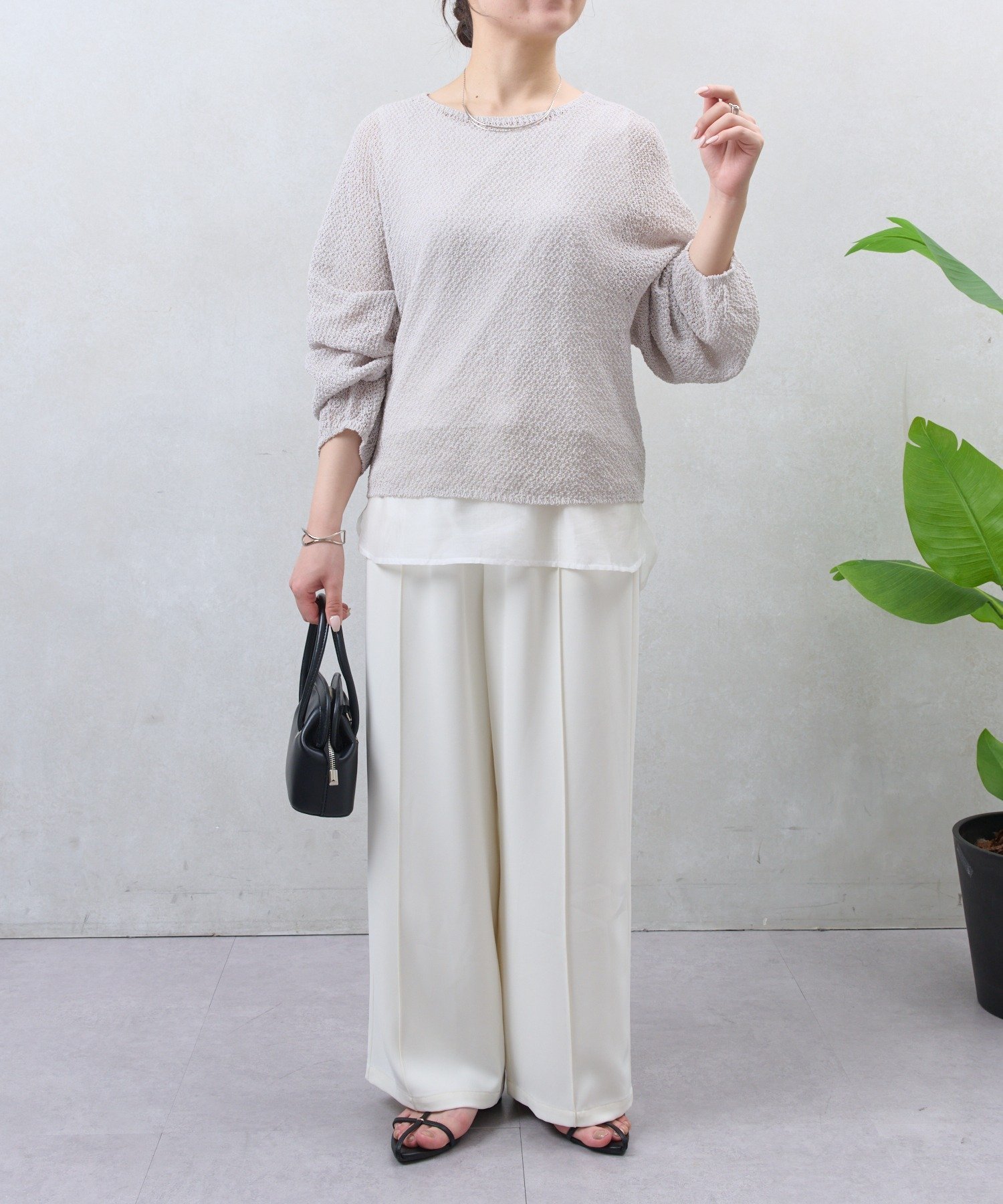 Jena espace merveilleux 裾シアータンク ジェナエスパスメルヴェイユ トップス カットソー・Tシャツ ブラック ホワイト