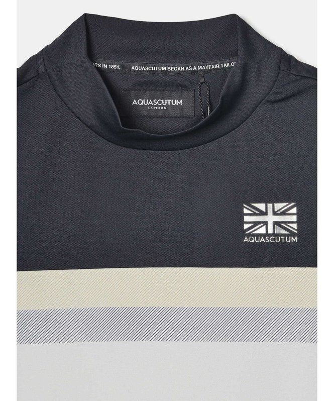 Aquascutum GOLF GOLF MEN バイカラーパネルモックネック アクアスキュータム トップス カットソー・Tシャツ ホワイト ネイビー【送料無料】