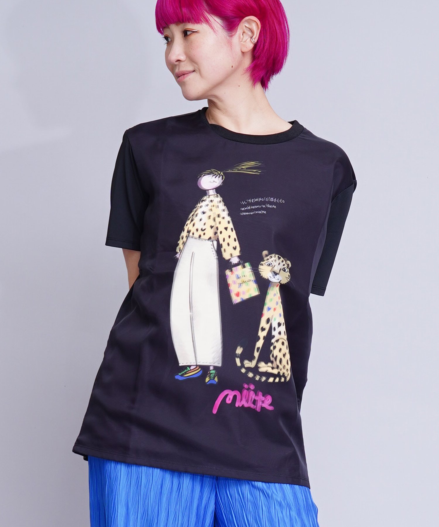 miite 【TRIPPY MIKIO ARTコラボTシャツ】 ミーテ&ヒョウ ミーテ トップス カットソー・Tシャツ ホワイト ブラック