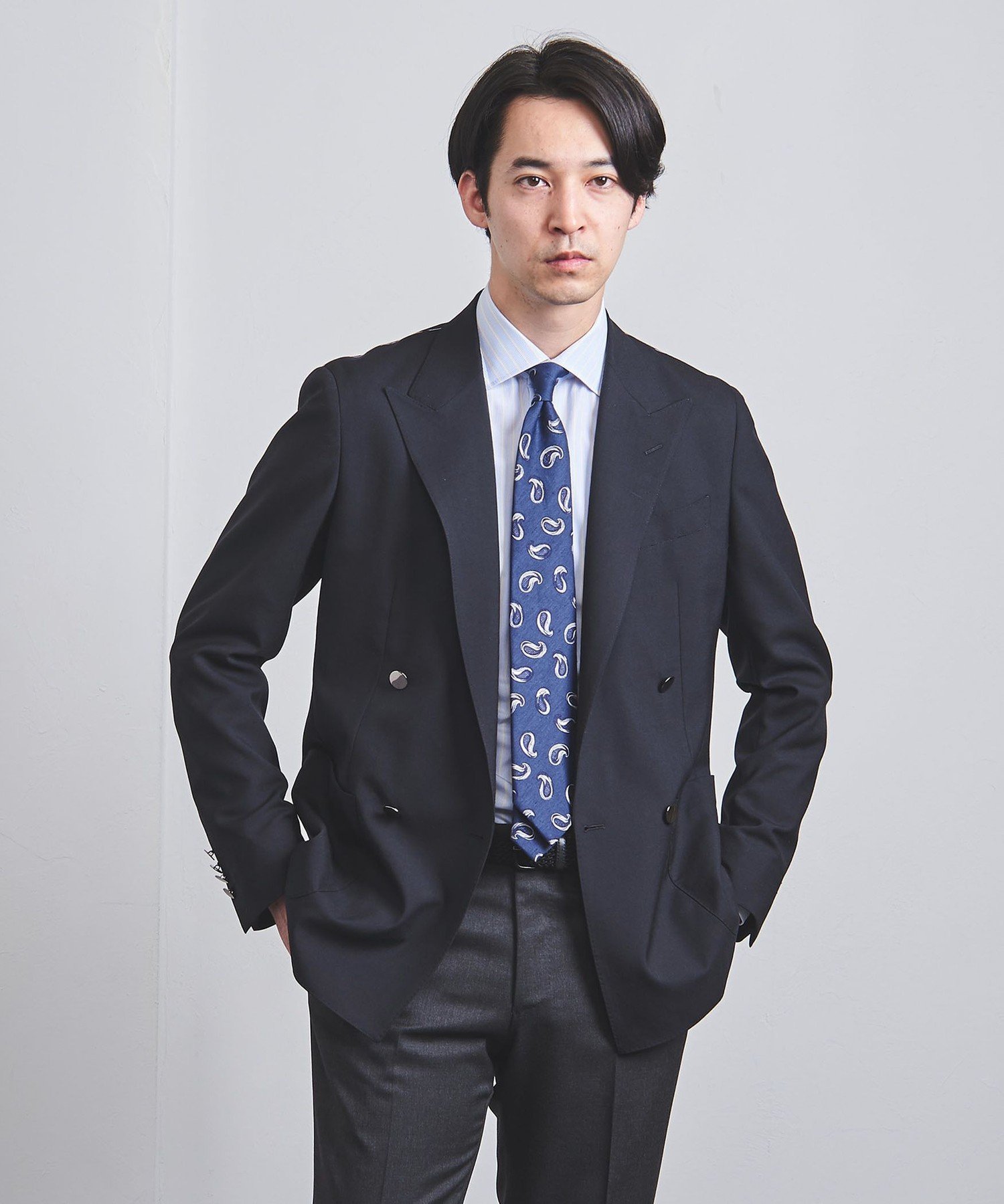 UNITED ARROWS トロピカル 4Bダブル ブレザー S-MODEL ユナイテッドアローズ ジャケット・アウター テーラードジャケット・ブレザー ネイビー【送料無料】