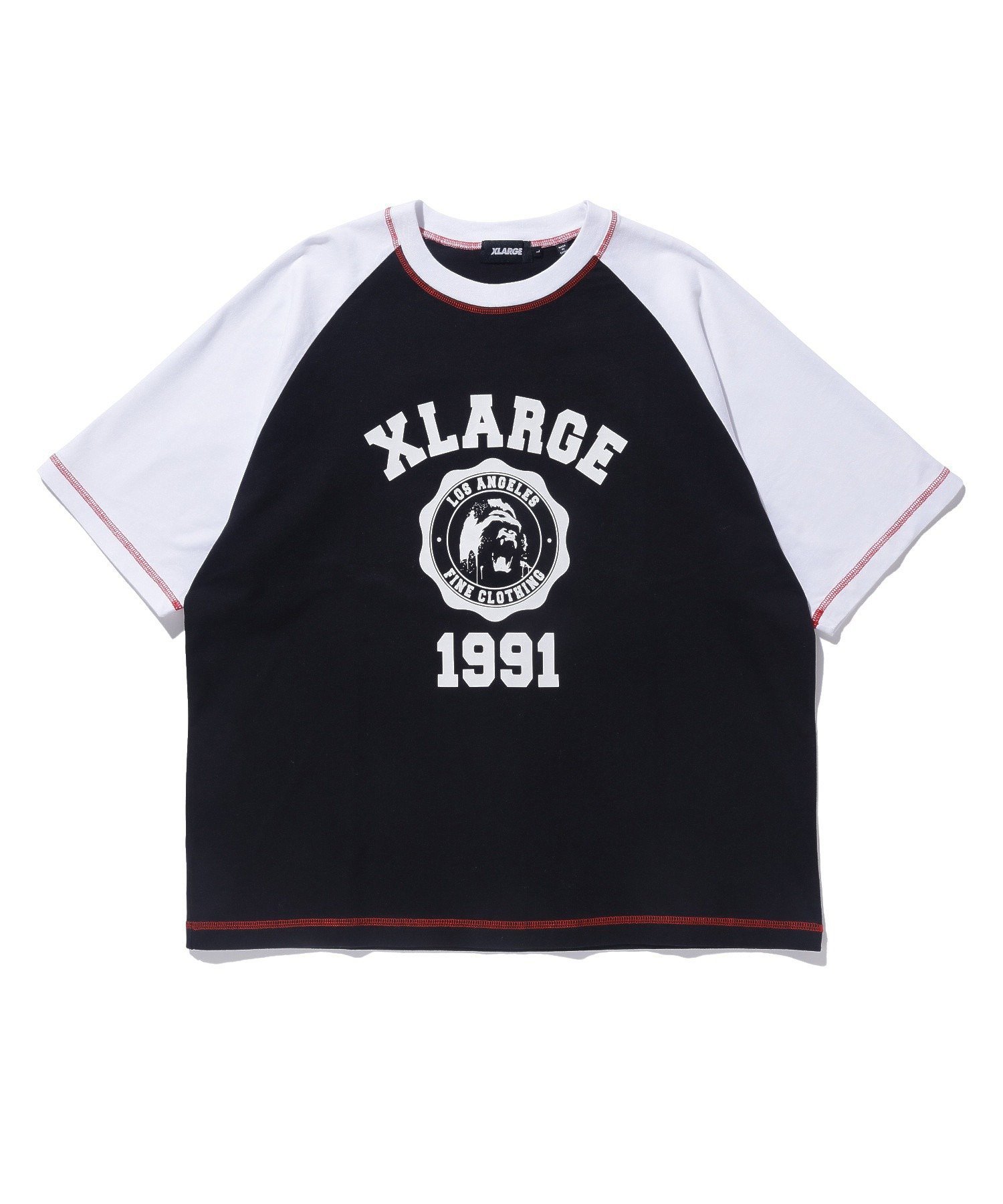 XLARGE COLOR SCHEME STITCH RAGLAN S/S TEE エクストララージ トップス カットソー・Tシャツ ブラック ネイビー ホワイト