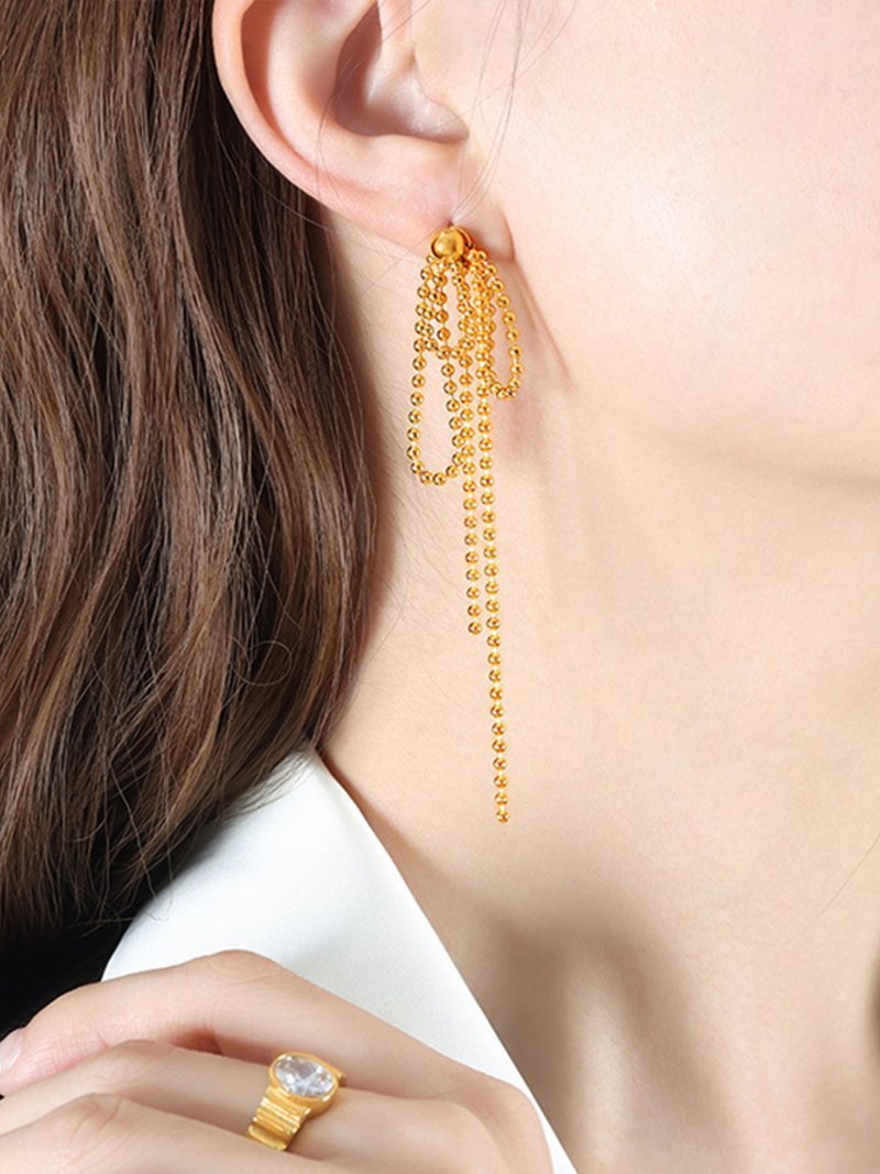 【SALE／44%OFF】Coo+i ボールチェーンリボンモチーフピアス スレンダー アクセサリー・腕時計 ピアス ゴールド シルバー
