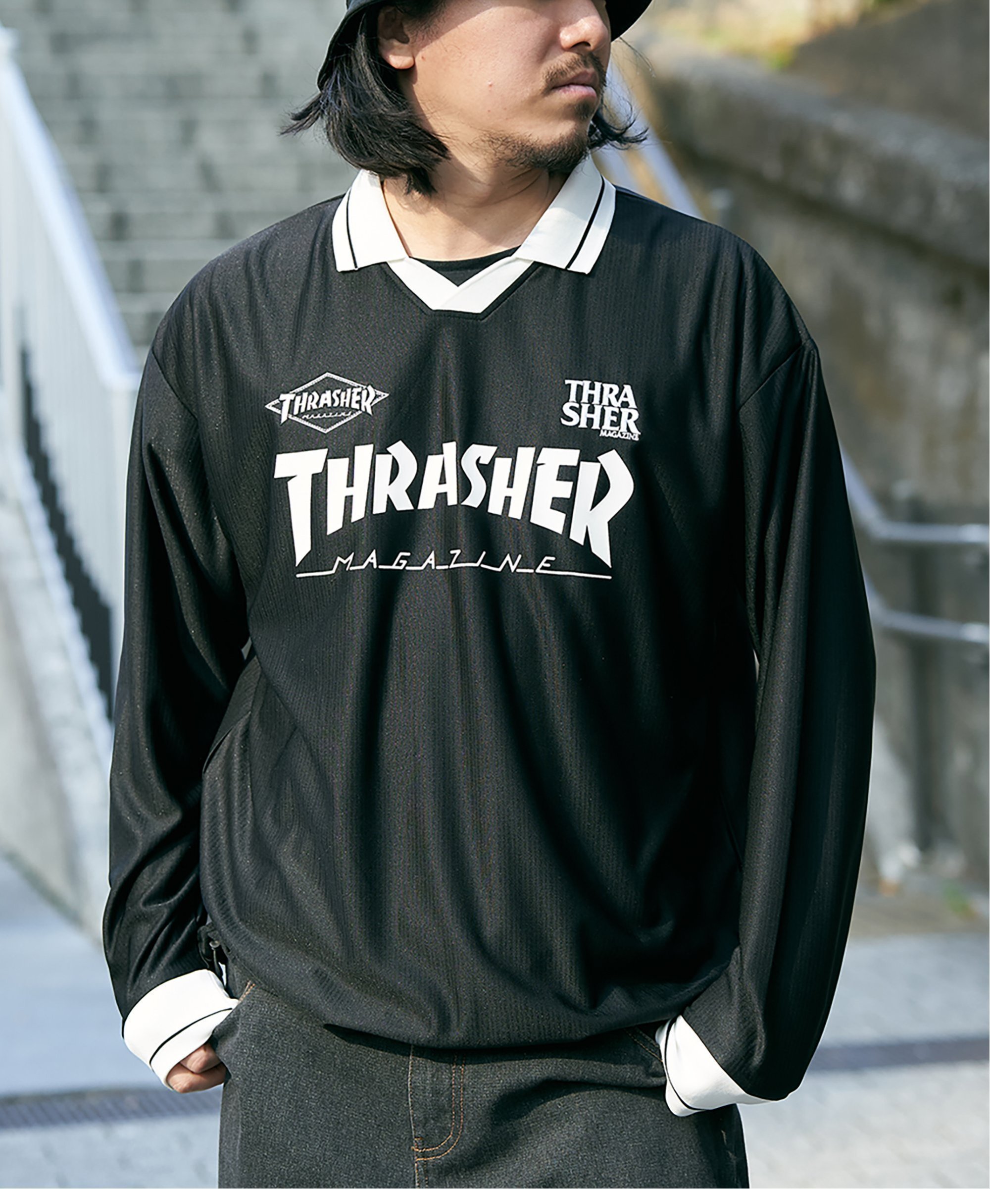 VENCE share style MENs THRASHER スラッシャー ゲームシャツ ヴァンス エクスチェンジ トップス カットソー・Tシャツ ブラック ホワイト