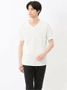【SALE/10%OFF】TAKA-Q ふくれアーガイル Vネック半袖Tシャツ タカキュー トップス カットソー・Tシャツ ホワイト