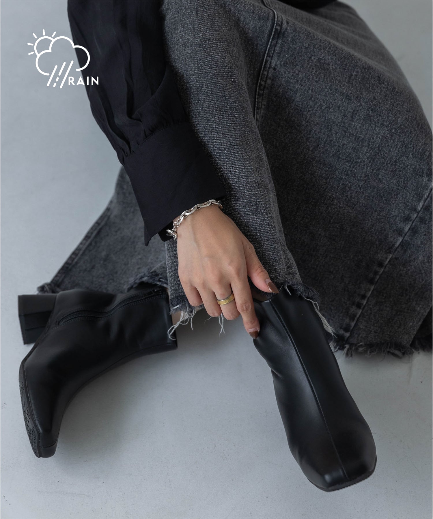 EVOL 【晴雨兼用(一部カラー除く)・軽量】スクエア5cmセンターシームショートブーツ イーボル シューズ・靴 レインシューズ・ブーツ ブルー【送料無料】