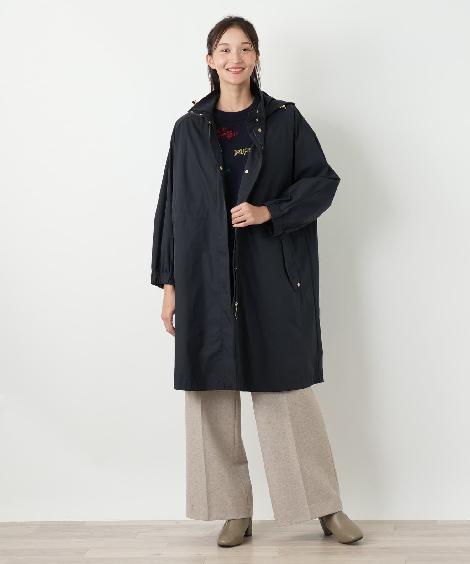 Leilian PLUS HOUSE コート レリアン プラスハウス ジャケット・アウター ステンカラーコート ベージュ ネイビー
