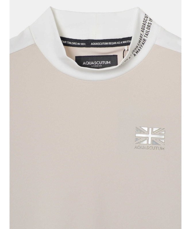 Aquascutum GOLF GOLF MEN ショルダーラインモックネック アクアスキュータム トップス カットソー・Tシャツ ベージュ ブラック【送料無料】