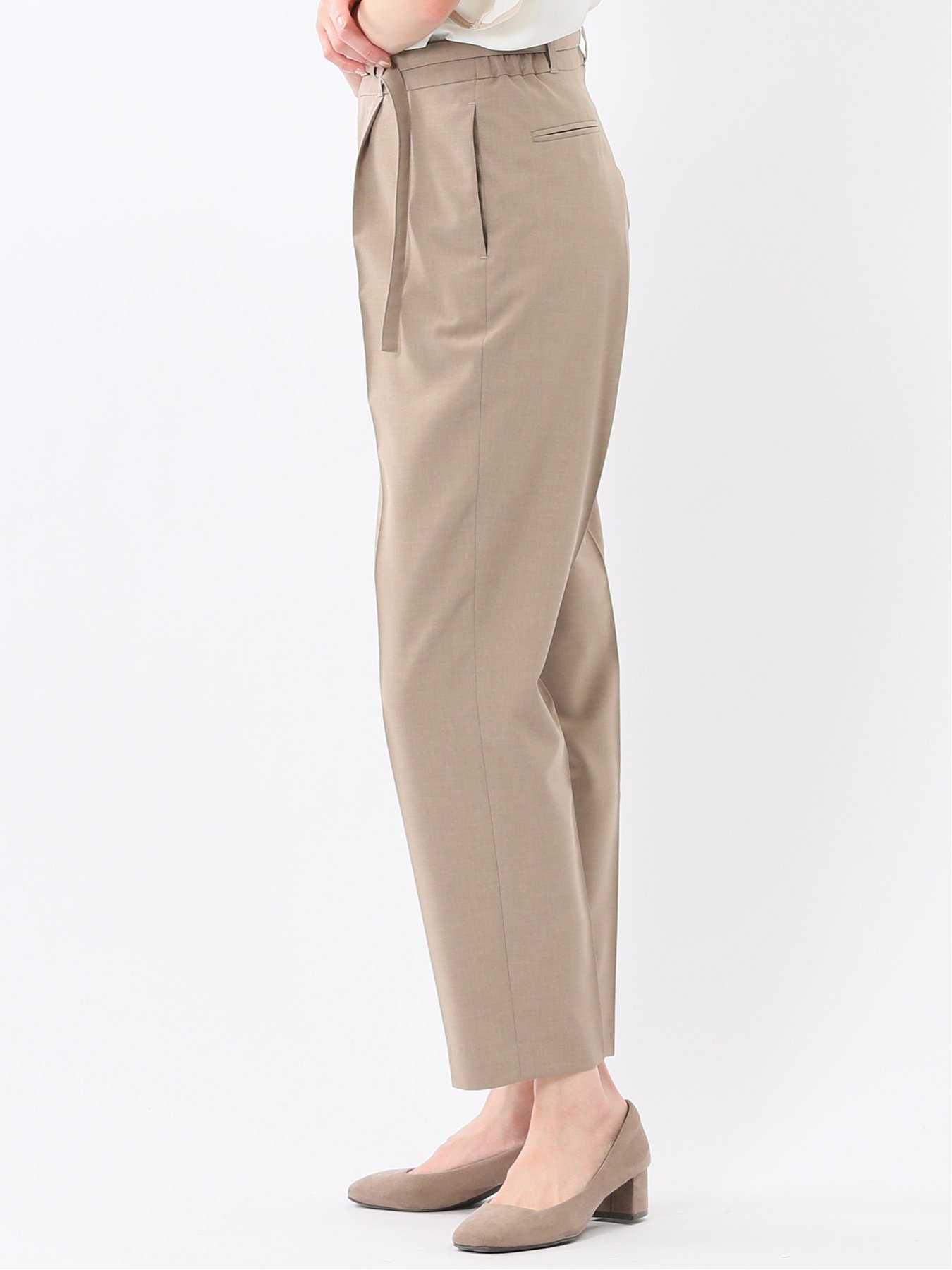 【SALE／10%OFF】m.f.editorial ウェザークロス テーパードパンツ ベージュ(セットアップ可能) タカキュー スーツ・フォーマル スーツパンツ ベージュ【送料無料】
