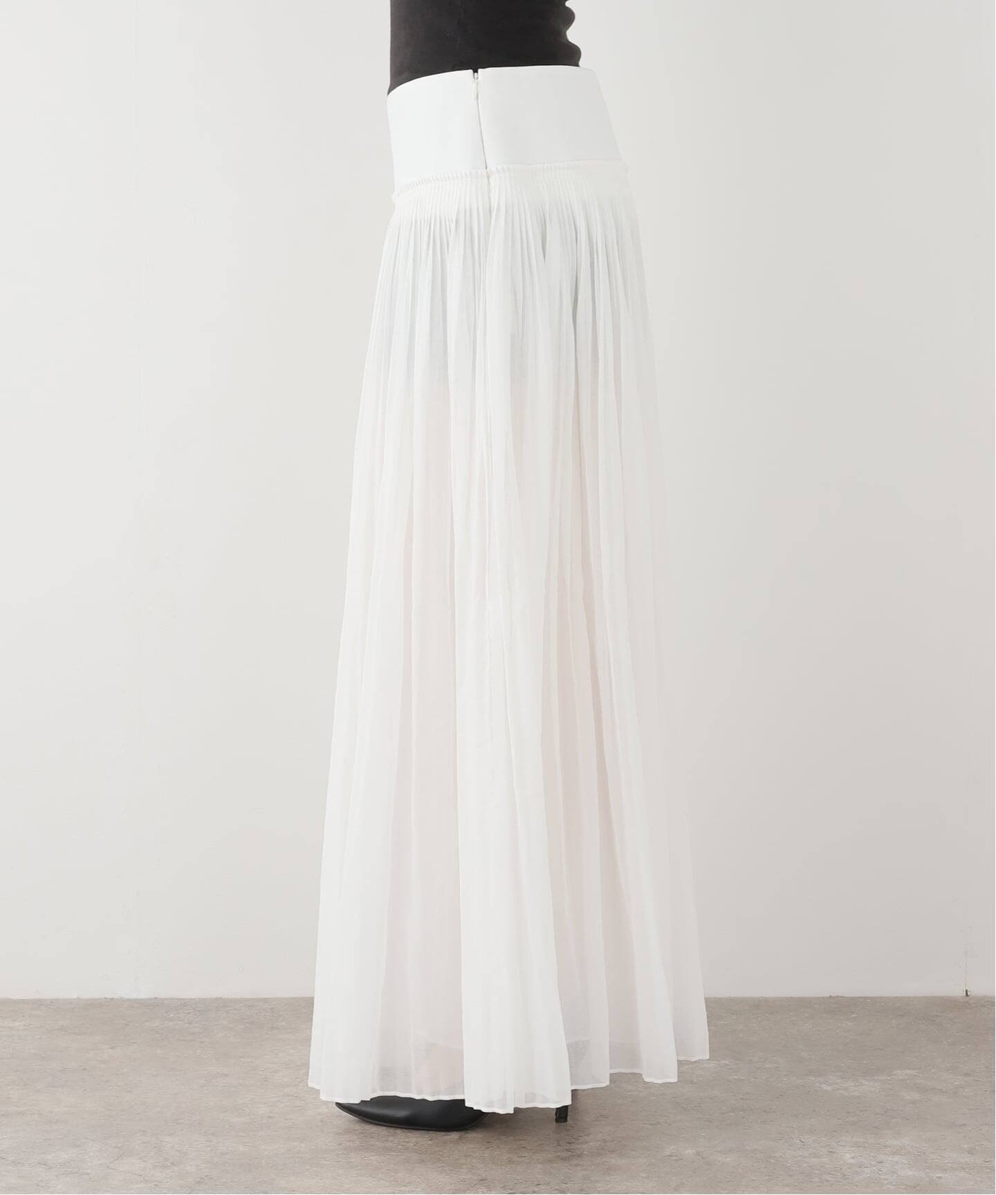 JOURNAL STANDARD L'ESSAGE ROHE/ローエ Pleated cotton muslin skirt スカート ジャーナルスタンダード レサージュ スカート ロング・マキシスカート ホワイト