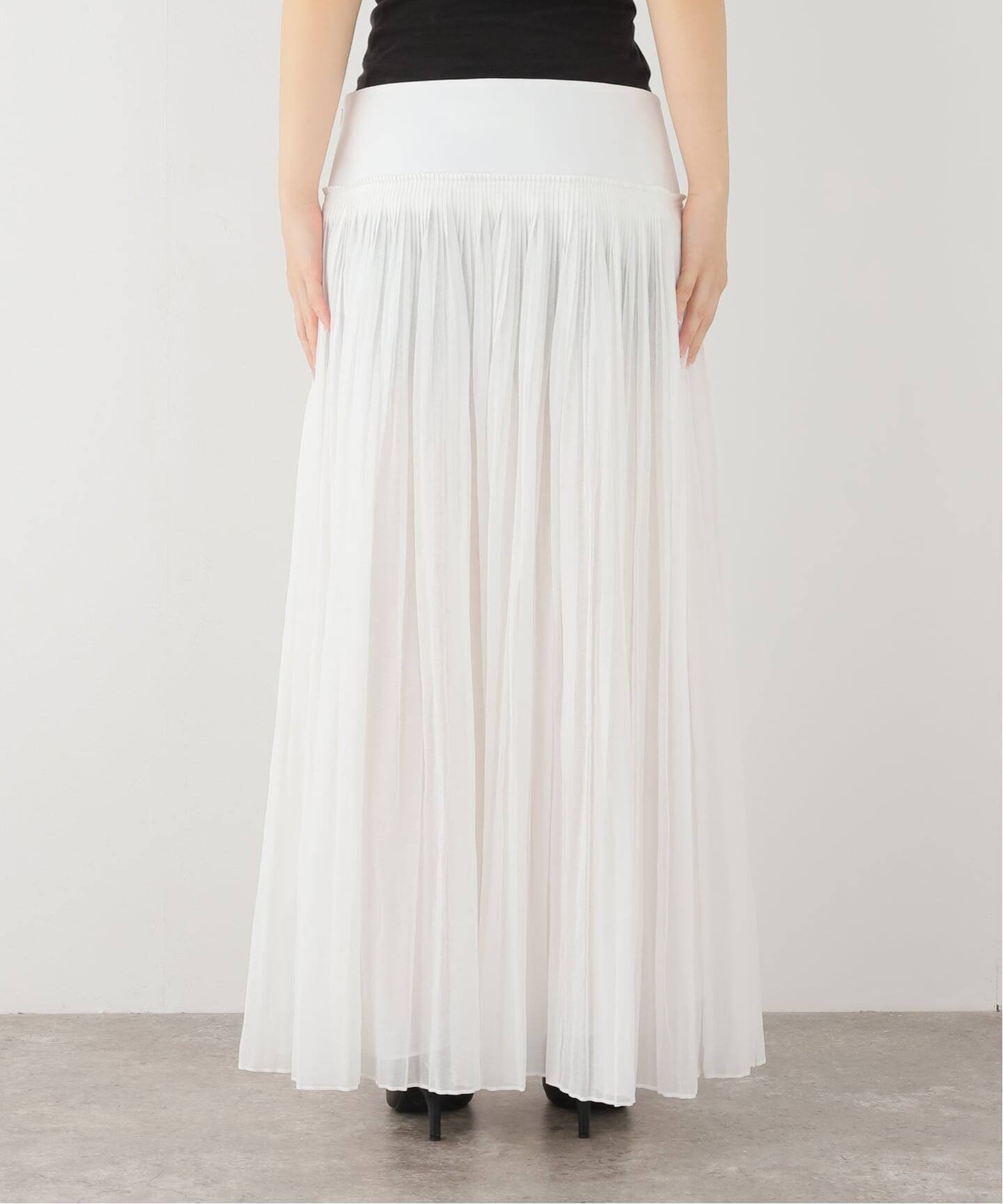 JOURNAL STANDARD L'ESSAGE ROHE/ローエ Pleated cotton muslin skirt スカート ジャーナルスタンダード レサージュ スカート ロング・マキシスカート ホワイト