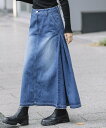 【SALE／30%OFF】Munich 12ozデニムマキシスカート ミューニック スカート ロング・マキシスカート ブルー ネイビー【送料無料】