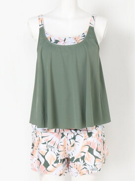 ROXY (W)WATERCOLOR LEAF SWIM キュロット付き キャミタイプ水着 3点セット ロキシー スポーツ/水着 水着 ブラック カーキ ネイビー【送料無料】