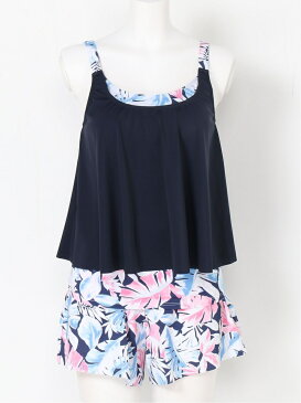 ROXY (W)WATERCOLOR LEAF SWIM キュロット付き キャミタイプ水着 3点セット ロキシー スポーツ/水着 水着 ブラック カーキ ネイビー【送料無料】