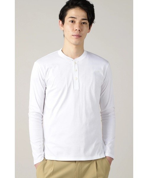 HIGH STREET HIGH STREET∴CLEANSERスムースヘンリーネックカットソー トルネードマート トップス カットソー・Tシャツ ブラック ホワイト ピンク