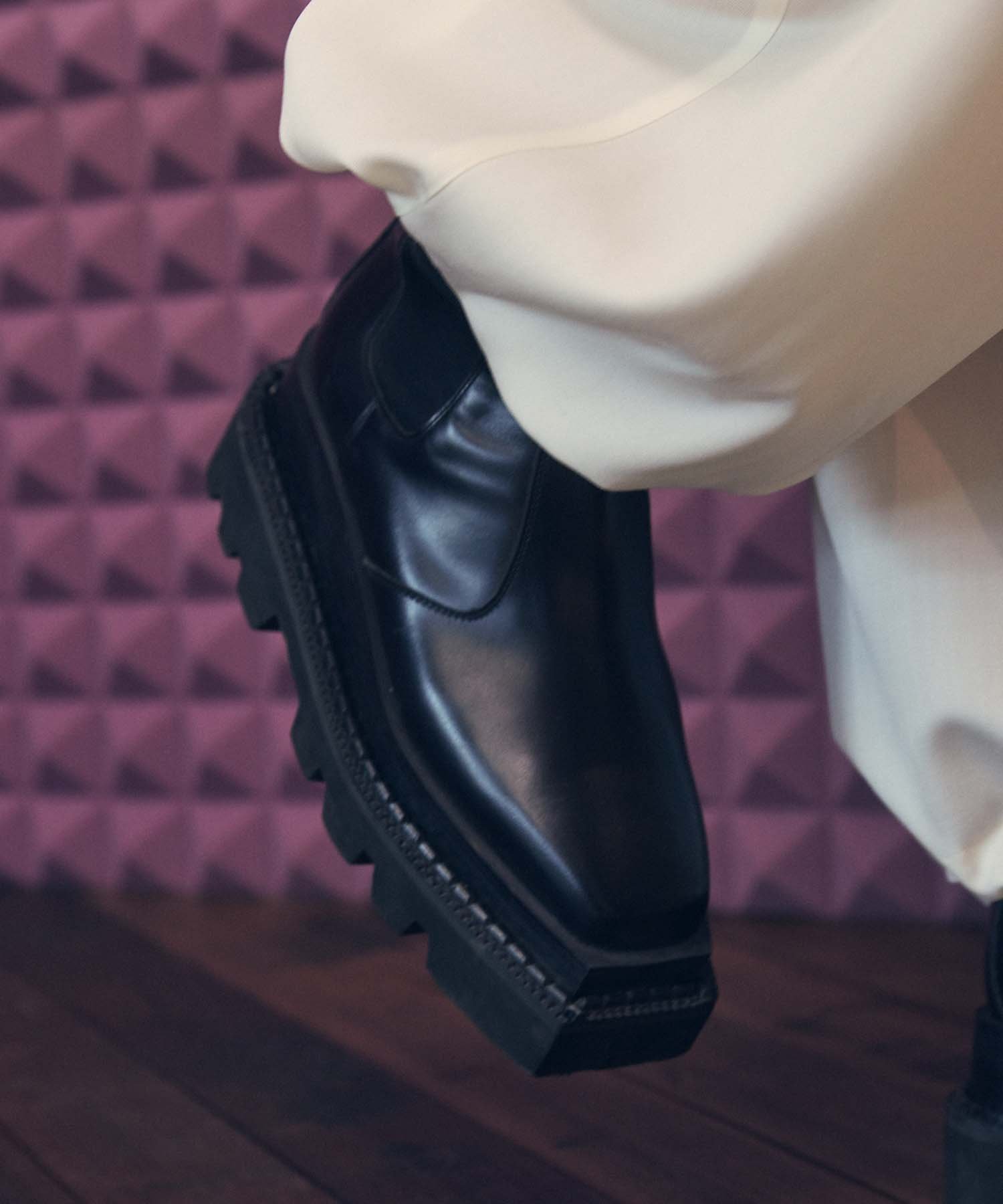 MAISON SPECIAL Tank-Sole Side Gore Long Boots Made In TOKYO メゾンスペシャル シューズ・靴 ブーツ ブラック【送料無料】