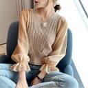 【SALE/30%OFF】Aimoon レディース ニットトップス 韓国 秋服 ミニミニストア トップス ニット ブラック ブルー ホワイト ベージュ ピンク