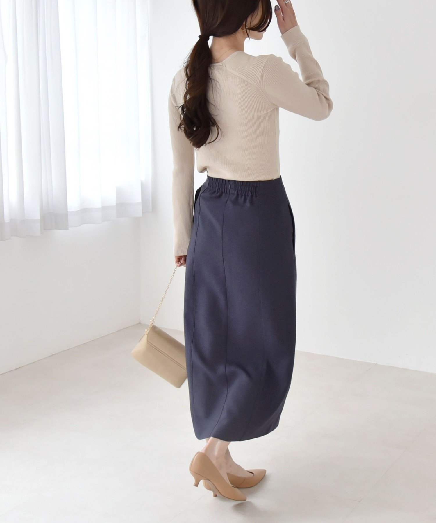 【SALE／55%OFF】quaranciel quaranciel:＜洗濯機可能＞デニムライク バックル ベルト ラップ スカート シップス スカート ロング・マキシスカート ネイビー【送料無料】