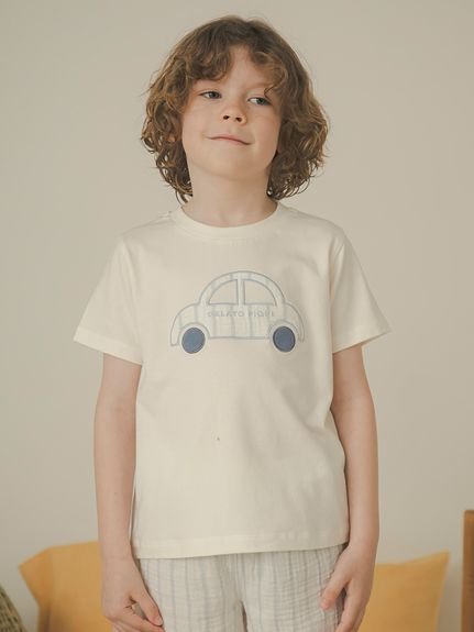 【SALE／30%OFF】gelato pique 【KIDS】くるまワンポイントTシャツ ジェラートピケ トップス カットソー・Tシャツ ホワイトのサムネイル