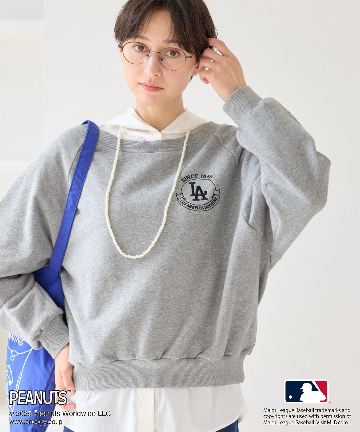 ROPE' PICNIC 【PEANUTS*MLB COLLECTION by ROPE' PICNIC】オフショルスウェット ロペピクニック トップス スウェット・トレーナー グレー ブラウン【送料無料】のサムネイル