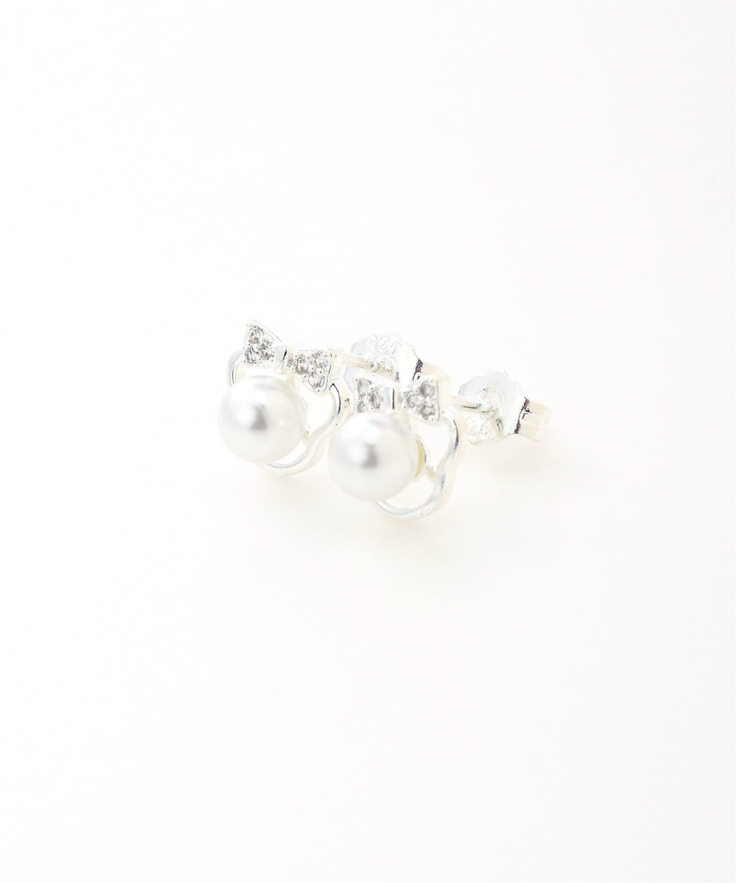 【SALE／14%OFF】Coo+i Coo+i/(W)パール&リボンピアス スレンダー アクセサリー・腕時計 ピアス シルバー