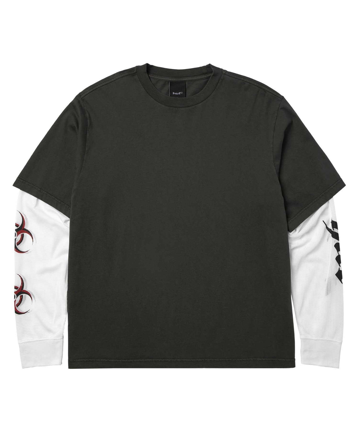 HUF LEON LS DOUBLE LAYER TOP / HUF ハフ ロンT カットソー ハフ トップス カットソー・Tシャツ グリーン ブラック【送料無料】